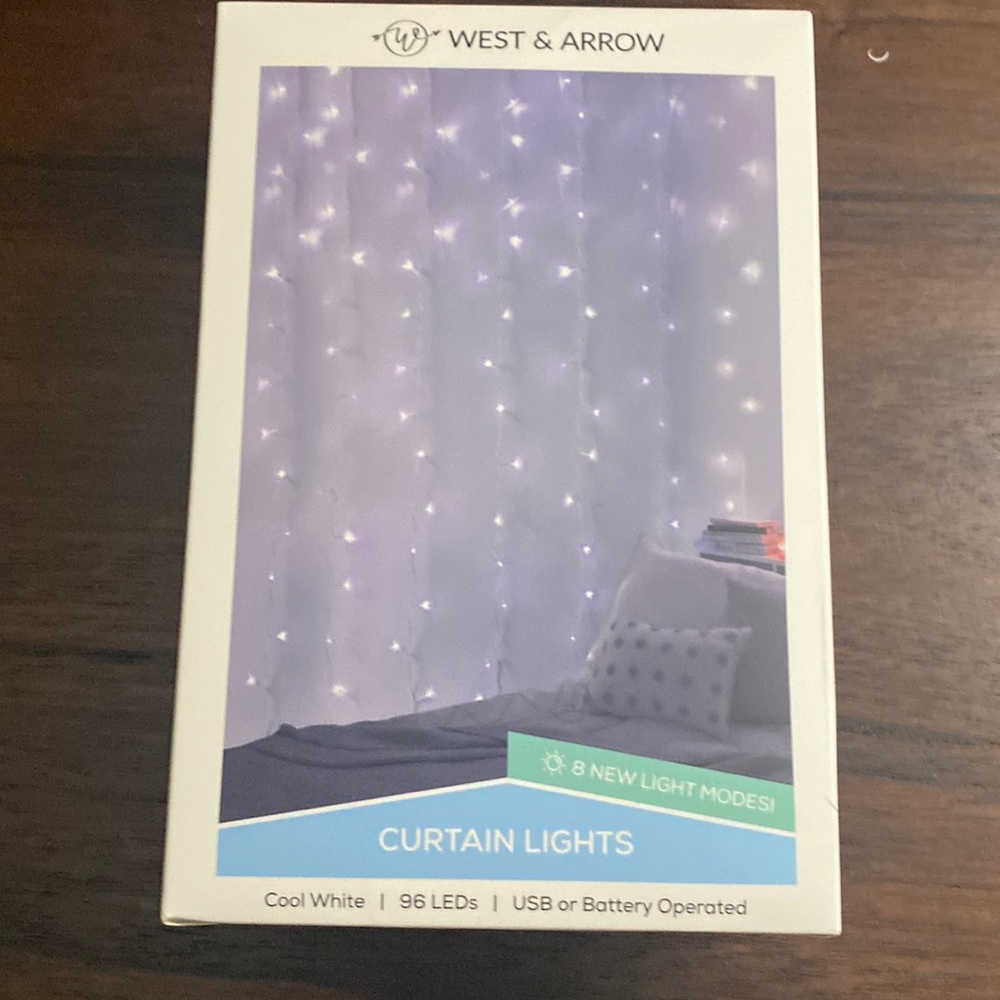 West & Arrow Cool White Curtain Lights New in Box